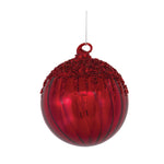 Red Sequined Glass Ornaments – Set of 4