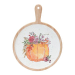 Pumpkin Accent Boards 12.25 in Pine Watercolor Set of 2 Seasonal By Melrose