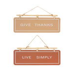 Fall Wall Accent Sign Set – 9H Iron Rattan – Give Thanks Live Simply – By Melrose