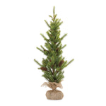 Rustic Holiday Pine Tree with Burlap Base – 36H PVC Green – Indoor Accent – By Melrose