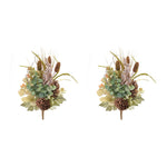 Mixed Foliage Bush Set of 2 – 23H Polyester Green Brown – Autumn Tabletop and Garland Décor – By Melrose