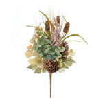 Decorative Fall Leaf and Berry Bush Set of 2 – 23H Polyester Green Brown – Indoor Décor – By Melrose