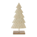 Modern Resin Holiday Tree Set of 2 – 17H & 13H Woven Wicker Cream – Indoor Accent – By Melrose
