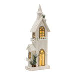 Holiday Lighted Church Display – 27H Fir Wood White Brown – Rustic Indoor Décor – By Melrose