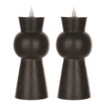 Indoor LED Candle Collection – Wax & Plastic – 3.25 x 3.25 x 8.5 Inch, Timer 4 & 8 Hr, Set of 2, Black By Melrose