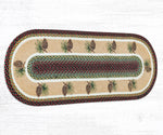 Lodge Style Oval Rug – Hand-Stenciled Pinecone Design Runner