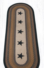 Eco-Friendly Primitive Rug – Oval Jute Runner with Black Stars