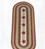 Braided Jute Runner – Hand-Stenciled Burgundy Stars for Farmhouse Decor