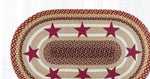 Americana Style Oval Rug – Handcrafted Burgundy Star Braided Jute