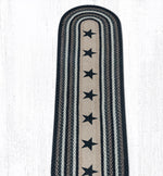Eco-Friendly Braided Jute Hall Runner – Black Stars Oval Tread, 2x8 Rustic Rug