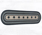 Rustic Farmhouse Oval Jute Rug with Black Star Accents – 2x8 Braided Runner by Earth Rugs