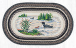 Hand-Braided Jute Rug – Loons Oval Patch Design for Cabin or Lodge