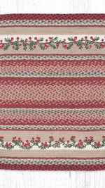 Handcrafted Oval Braided Rug with Cranberry Design 3x5