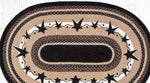 Black Stars Oval Jute Rug – 4'x6' Country Farmhouse Style
