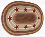 Earth Rugs 4x6 Primitive Patch Rug – Oval Braided Jute with Stars