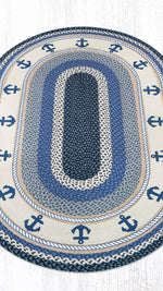 “Oval Rug Anchor 4x6 Hand-Stenciled Jute Nautical Home Décor”