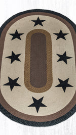 Farmhouse Black Stars Braided Oval Rug 5x8 Living Room Carpet