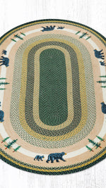 Wildlife Bear Timbers Braided Oval Rug 5x8 Country Home Accent