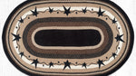 OP-313 Primitive Stars Black Oval Patch Rug 5ft x 8ft Lodge Style