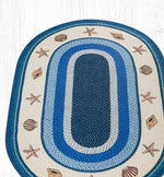 Natural Jute Coastal Rug – Earth Rugs Shells Oval Patch Tread, 5x8 Size