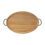 Handcrafted Wood Tray 2.75 Inch Height With Iron Handles By Melrose