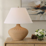 Table Lamp – Terracotta Ceramic With Rolled Edge Shade – 23.5