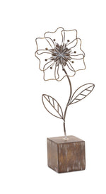 Rustic Floral Home Decor With 14.5 Inch Height Metal Flower Set Of 2 By Melrose