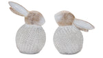 Easter Bunny Figurine Pair – White and Beige Resin Set