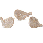 Rustic Bird Accents – Beige & White Resin Figurine Trio