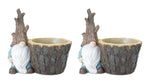 Whimsical Tree Trunk Gnome Planters – Set of 2