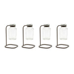 Tabletop Bottle Vase Set in Black Iron and Glass