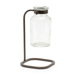 Modern Glass Bottle Vase Set with Iron Stand