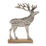 Silver Deer Figurines with Mango Wood Base