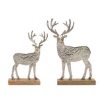 metal deer with wood base