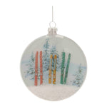 Melrose Glass Ski and Snow Disc Ornament (Set of 6)