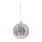 Glass Ski and Snow Disc Ornament (Set of 6)