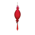 Red Ribbed Glass Finial Ornaments – Set of 3 Holiday Decor
