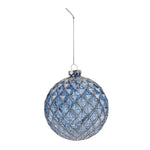 Blue Glittered Harlequin Glass Ball Ornament (Set of 6)