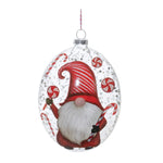 Red & White Gnome Christmas Ornaments – Glass Disc Set