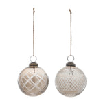 Etched Clear Glass Ball Ornament (Set of 6)