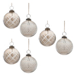 Melrose Etched Clear Glass Ball Ornament (Set of 6)