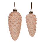 Frosted Pinecone Glass Christmas Ornaments – Set of 6