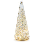 Christmas LED Tree Set – Textured Mercury Glass – 3 Piece Holiday Tabletop Décor