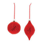 Red Wavy Glass Ornament (Set of 6)