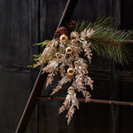 Melrose Flocked Sleigh Bell Pine Spray Set of 2