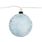 LED Blue Crackle Glass Ball Ornament String (Set of 4)