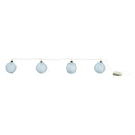 Melrose LED Blue Crackle Glass Ball Ornament String (Set of 4)