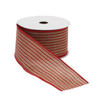 Christmas Bow Ribbon – Red Beige Wired Polyester