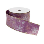 Mauve and Glitter Snowflake Wired Ribbon 2.5