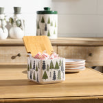 Ceramic Pine Tree Storage Canister with Wood Lid